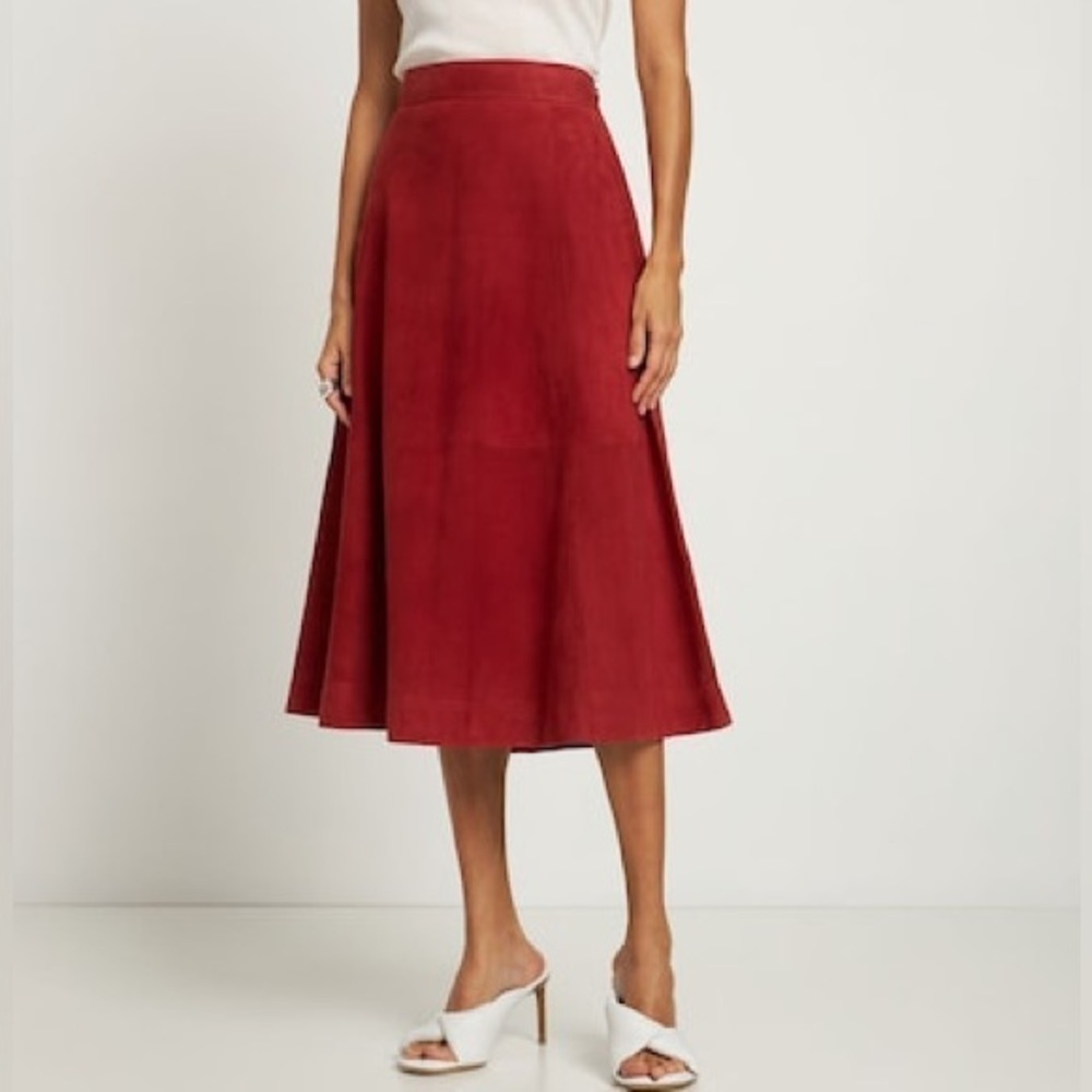 Vintage Suede Midi Full Skirt